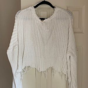 White semi cropped sweater